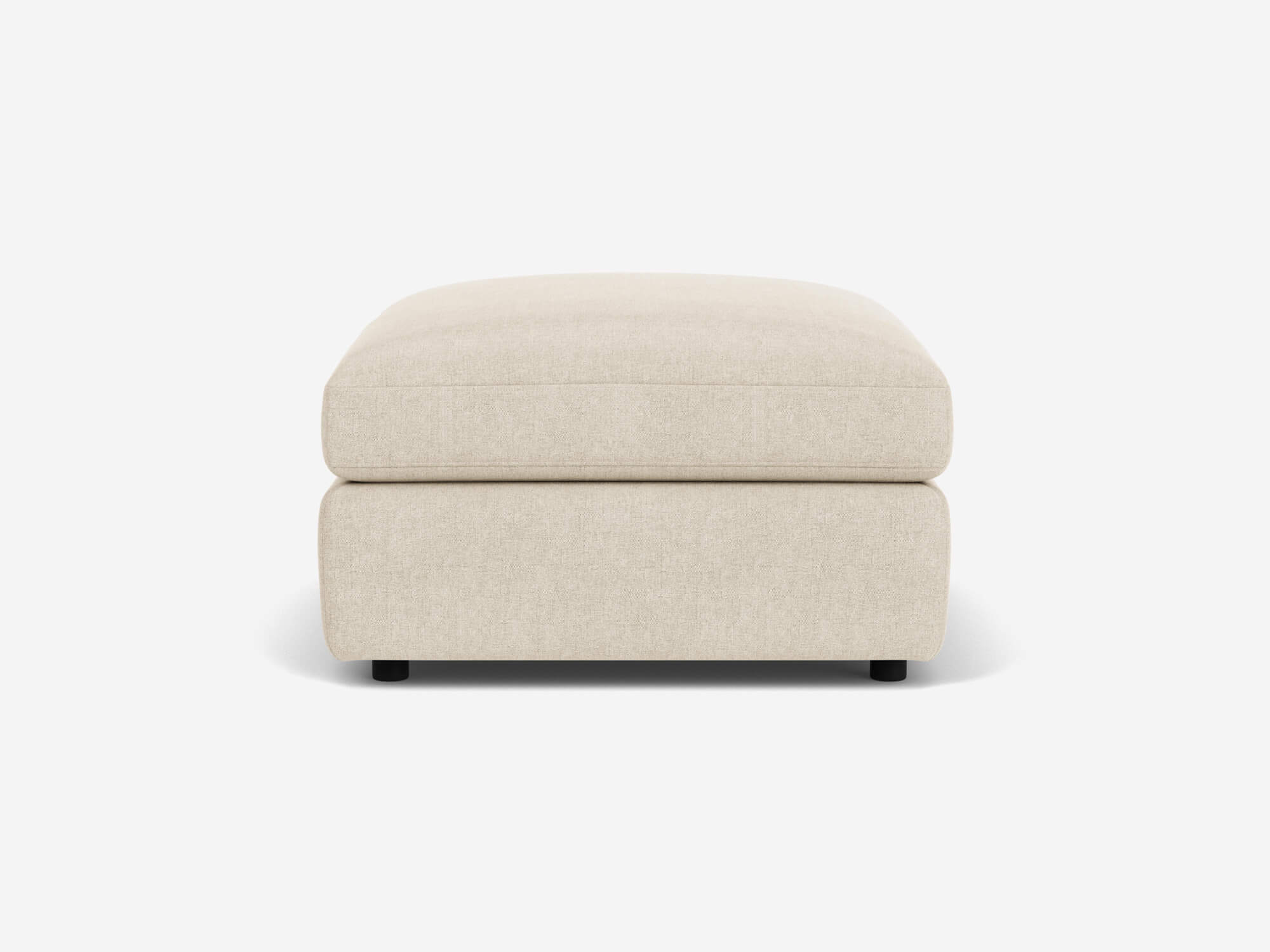 Front view of beige shallow rectangular ottoman